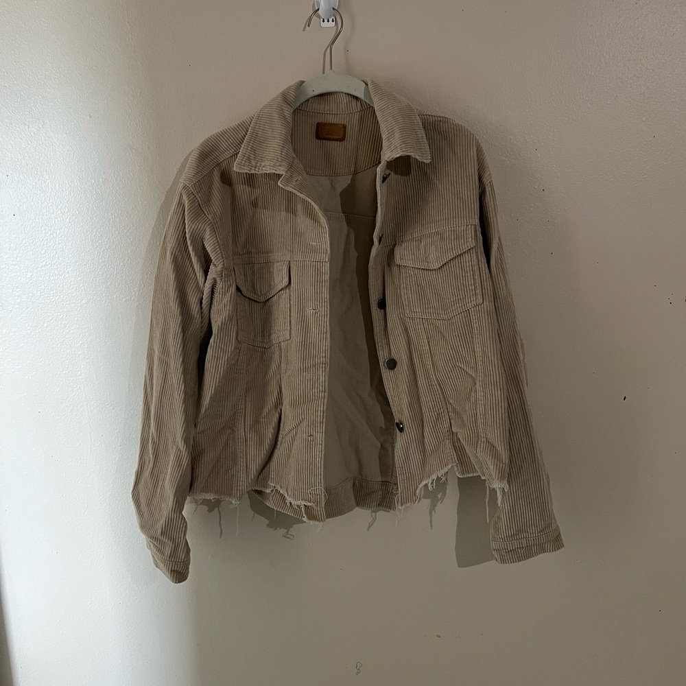 REVOLVE Beige Corduroy Jean Jacket